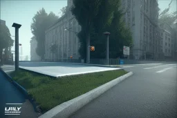  old concrete barrier,street view, unity engine, bloom,cinematic lighting,green tone, octane render.