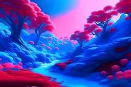 background nature, high detail, hyper realistic, blue and pink colours