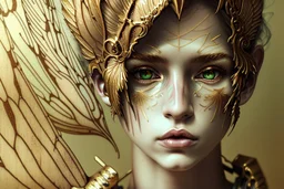 white background, golden Angel, tattoo, feathers, steampunk, fantasy, old canvas, torn cracks, flowers, cyberpunk, gold, silver, green lilac color, mystical, glow, golden makeup, fine drawing, high detail, high resolution, 8K, 3D, Daniel Castan Carne Griffiths Andreas Lee Russ Mills