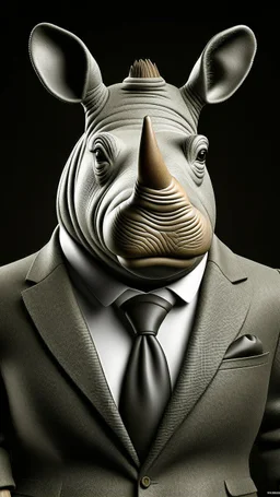 Classy rhino in suit