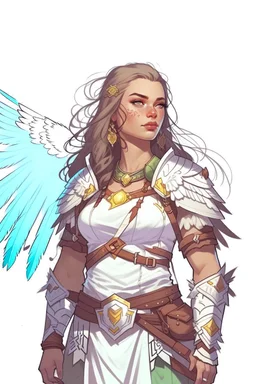 female aasimar barbarian half body shot dnd character