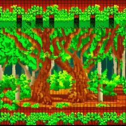 escena de un bosque jungloso en pixel art