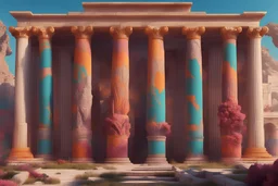 bright, colourful, ancient greece, a detailed matte painting by Nassos Daphnis, pixabay contest winner, sots art, concept art, wallpaper, outrun