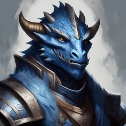 dnd, portrait of blue dragonborn