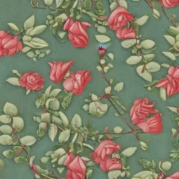 eucalyptus and roses and lilies and orchids and pine and holly in a pattern by PIERRE JOSEPH REDOUTÉ