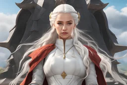 Daenerys Targaryen in 8k Afukuro anime artstyle , Targaryen them, white costum, close picture, highly detailed, high details, detailed portrait, masterpiece,ultra detailed, ultra quality