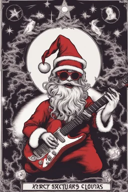 satanic santa claus playing electric guitar