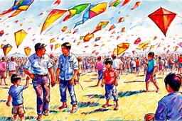 Once a father and son went to the kite flying festival.