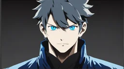 Satoru Gojo black background bright blue eyes