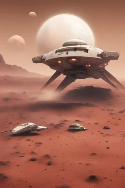 Spaceship landing on Mars