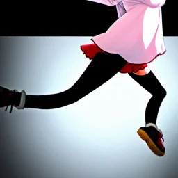 Anime girl kicking high side view