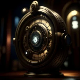 highly detailed matte painting stylized three quarters portrait of an Peep hole cinema machine! background blur bokeh! ! --s 750