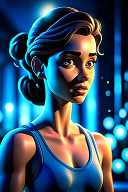 cartoon movie, young woman, muscular, sleeveless shirt, 8k uhd, breathtaking masterpiece, intricate film grain, sharp focus bokeh, studio quality perfectionism, by don bluth