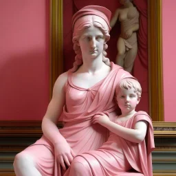 Neoclassicism pink woman and child