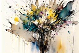 flowers in the style of Agnes cecile,frank Auerbach, in frame, watercolor, wet on wet and splattering techniques, centered, perfect composition, abstraction, surrealism