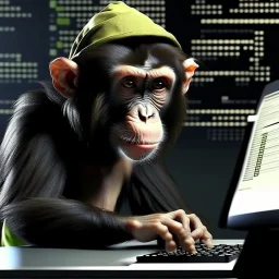 Computer Hacker Monkey. NFT Pixel Art