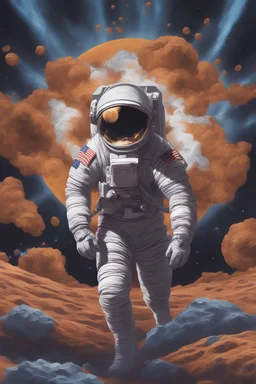 "Generate an awe-inspiring 8K illustration depicting an astronaut triumphantly planting a Bitcoin flag on the lunar surface. The cosmic backdrop should be a chaotic yet mesmerizing scene, replacing traditional stars with various cryptocurrencies. Envision shooting stars as dynamic market movements, while trading charts and pips seamlessly integrate into the background, forming a visually stunning representation of the crypto universe's conquest of the moon."