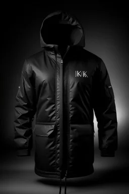 Men's coat black and contains the word jiks