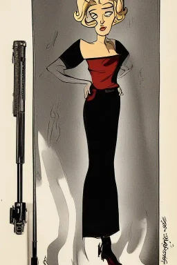 Portrait lady, full body shot, medium shot, style of johnny quest