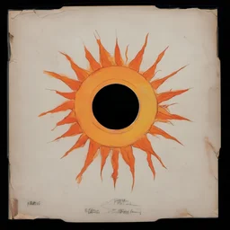 old cd cover with the sketch of a sun, psychiadelic