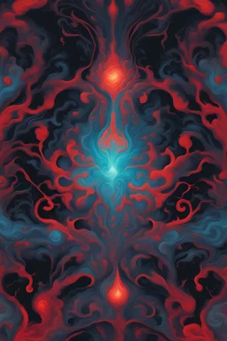 nebula in James Jean illustration style, vibrant colors, red colors, intricate details, ethnic ornament, ethereal lighting, digital painting, 4k resolution, black background