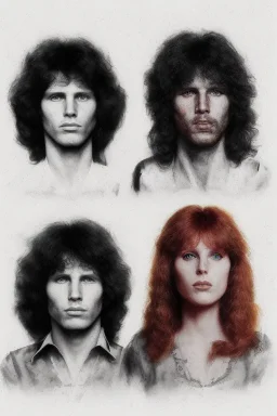 Jim Morrison and Pamela Courson ,music, NSFW, watermark, bohemian style , blurry,beautiful faces,elegant,roses, fantasy by anni dittman