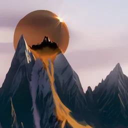 the broken sun melts down the mountain, pierced through the bottom