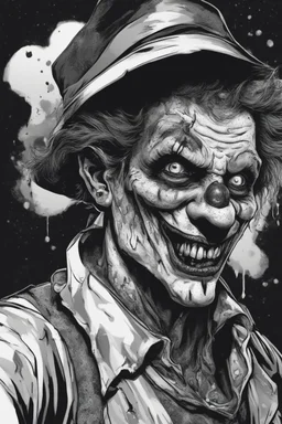 A portrait of a zombie clown in comic style