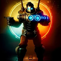 a picture of atlas from Bioshock, darker colors, master quality, backlighting, soft lights, full body portrait, in frame, 8k, dark color pallet, perfectly drawn face, well drawn, BioShock, steampunk