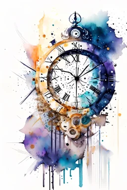 An abstract realism modern design with watercolo and beautiful portrait astronomical clock with all the details it has the original