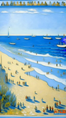 A light blue beach painted by Georges Seurat