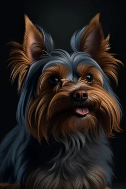 Yorkie dog in a motion hyperreal