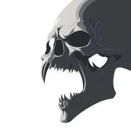 Minimalistic vampire skull with open mouth, side view, 2D