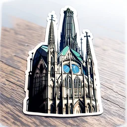 sticker of a cathedral building