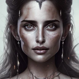 best quality, realistic lighting, masterpiece portrait of Penelope Cruz from pirates of the Caribbean, details, light dusting of freckles, shot from above, simple chain hauberk, warhammerVector art matte painting digital illustration 3D shading CryEngine Behance HD 3Delight