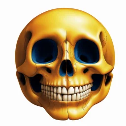 ANATOMICALLY CORRECT digital photograph of the SKULL OF A SMILEY FACE by davinci with fine line,