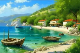 Peder Mork Monsted style,Croatia, Trstenik beach