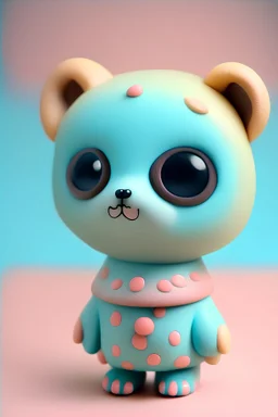little animal Kawaii style character made of plasticine