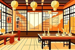 chinese restaurants with dumplings and chopsticks animation style