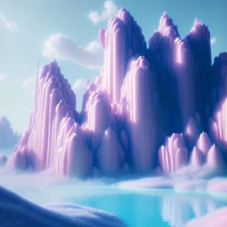 a psychedelic realm with rolling plains made out of chocolate, mountains made out of icebergs, and Clouds made out of cotton candy, in the style of wlop and namek, illustration, epic, fantasy, hyper detailed, smooth, unreal engine, sharp focus, ray tracing