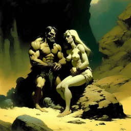 Frazetta . man and a beautifull woman