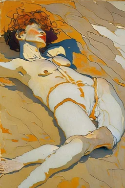 woman in a sun bath, similar to egon schiele