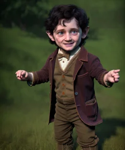 Frodo baggins toddler, full body, dramatic lighting, hyper realistic