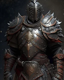 An armor made of a mixture of steel and leather, worn by a strong commander with magical power