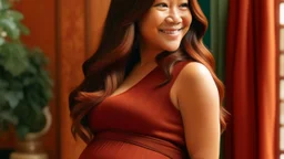 Gina Rodriguez fully transformed into Heavily pregnant German teenager, Long red hair, Maternity gown, Comfortable, elegance, Teenage motherhood, Radiant glow Maternal resilience Motherly grace 100% transformed Youthful vitality Maternal beauty Rounded belly Fiery red tresses Maternity attire perfection Motherly aura Waist: 28 inches Hips: 38 inches Bust: 34 inches Transformation completion Bathwater radiance Unexpected beauty