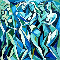 picasso 5 dansende vrouwen kubisme blue