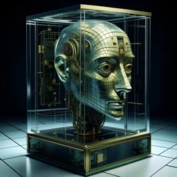 3D sculpture, glass cube display, pixel glass Ai NFT, the Pixel Witch new age cyber treasure seeker, exploring new alien realms, designed by Salvador Dali, view inside the mind, It sits right in my head, it’s profound because it’s the truth of what’s ahead of us with space travel ( the time frame, interstellar, not the science I m an artist, I can bridge gaps where there little information, with this thing called imagination) glass, orb, metal and iridescent glass temples, 🌨️🔭, mountain, ri