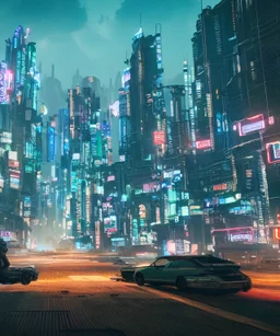  4k realistic Beautiful landscape in cyberpunk city