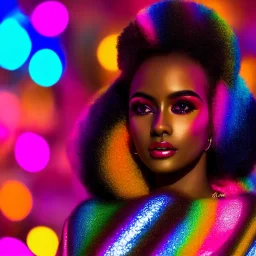 full body shot, masterpiece, best quality, family of three, dark skinned, sparkling eyes, fluorescent skin, colorful makeup, afro, highly detailed body, afrofuturism, scifi, sun light, 4K, RAW, depth of field, high contrast, realistic details, 24mm