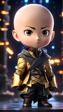 Chibi Saitama with beard in 8k solo leveling shadow artstyle, Arabic them, in the style of fairy academia, hard-edge style, agfa vista, dynamic pose, oshare kei, hurufiyya, rtx , neon lights, intricate details, highly detailed, high details, detailed portrait, masterpiece,ultra detailed, ultra quality